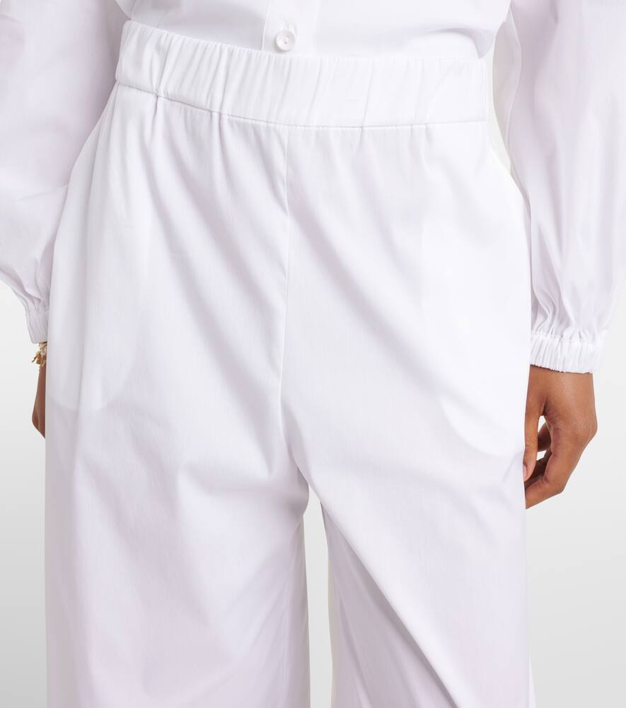 Max Mara Rio High-rise Cotton-blend Wide-leg Pants In White
