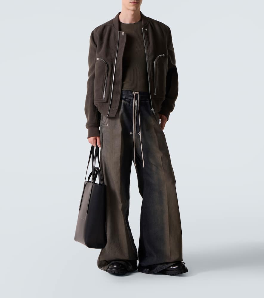 Rick Owens Virgin Wool Bomber Jacket In Gray