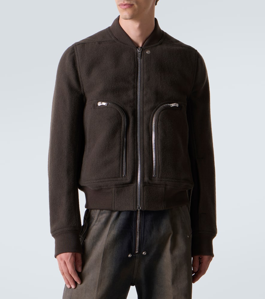 Rick Owens Virgin Wool Bomber Jacket In Gray
