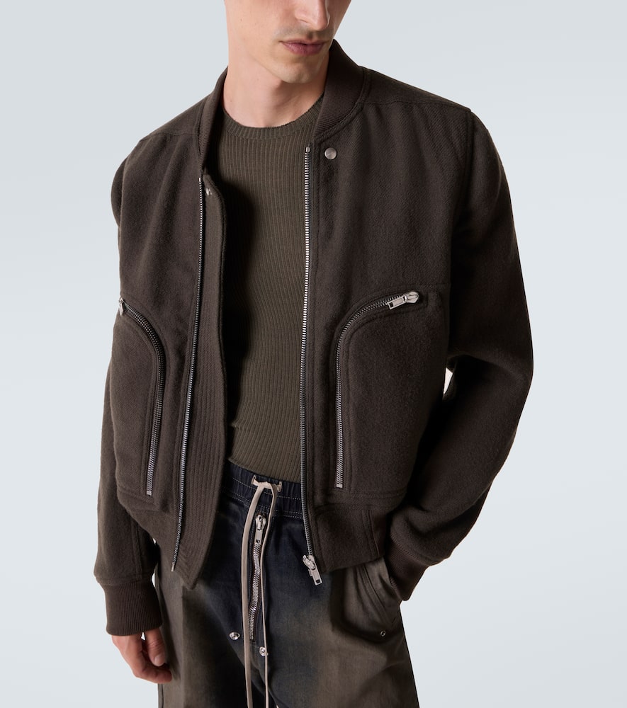 Rick Owens Virgin Wool Bomber Jacket In Gray