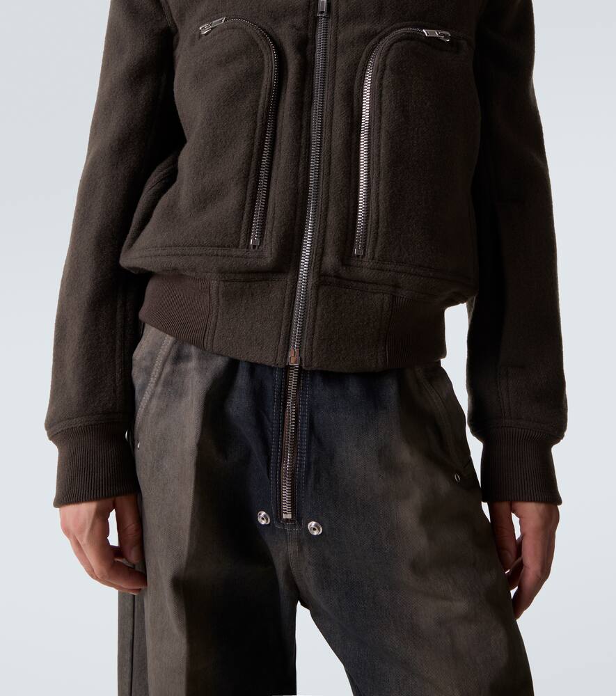 Rick Owens Virgin Wool Bomber Jacket In Gray
