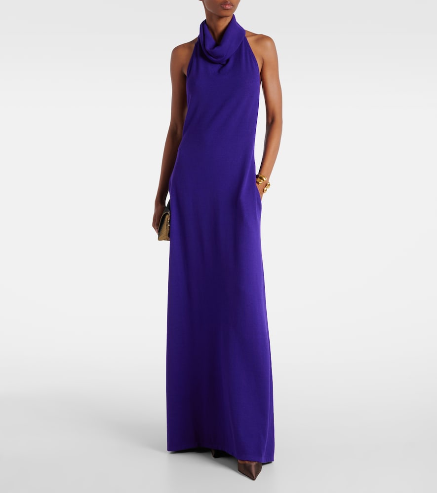 Tom Ford Halterneck cashmere-blend gown