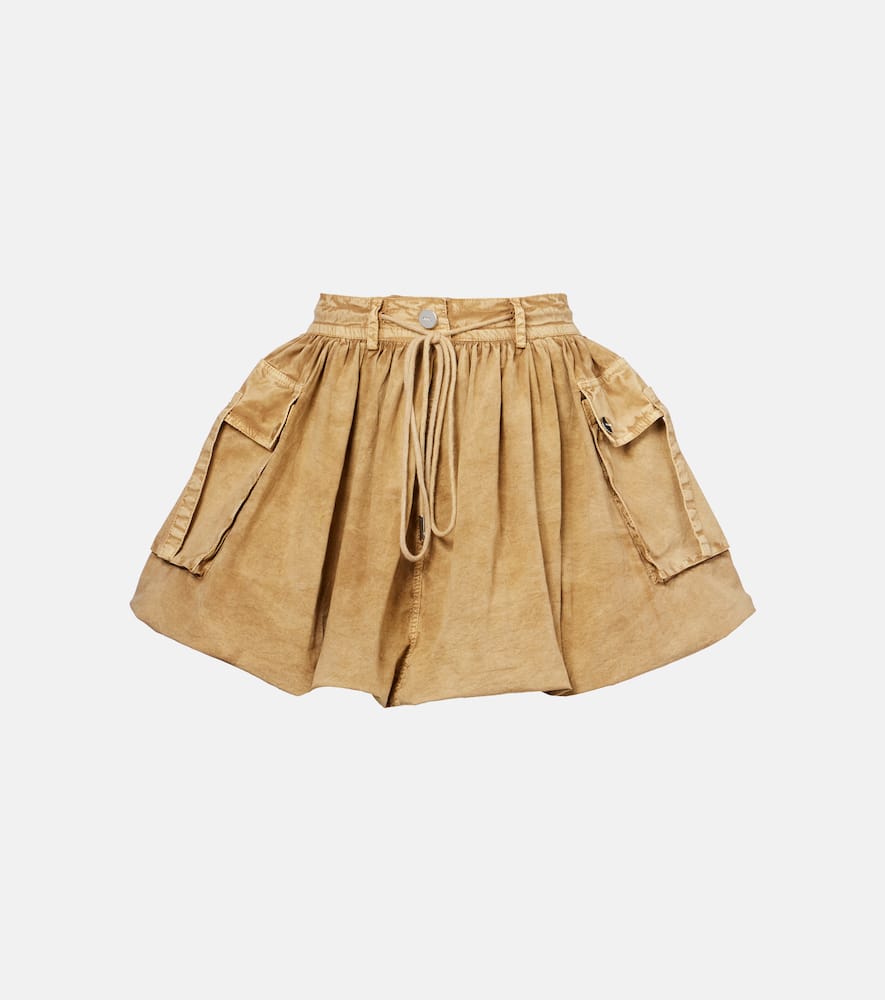 Ganni Cotton-blend Miniskirt In Brown