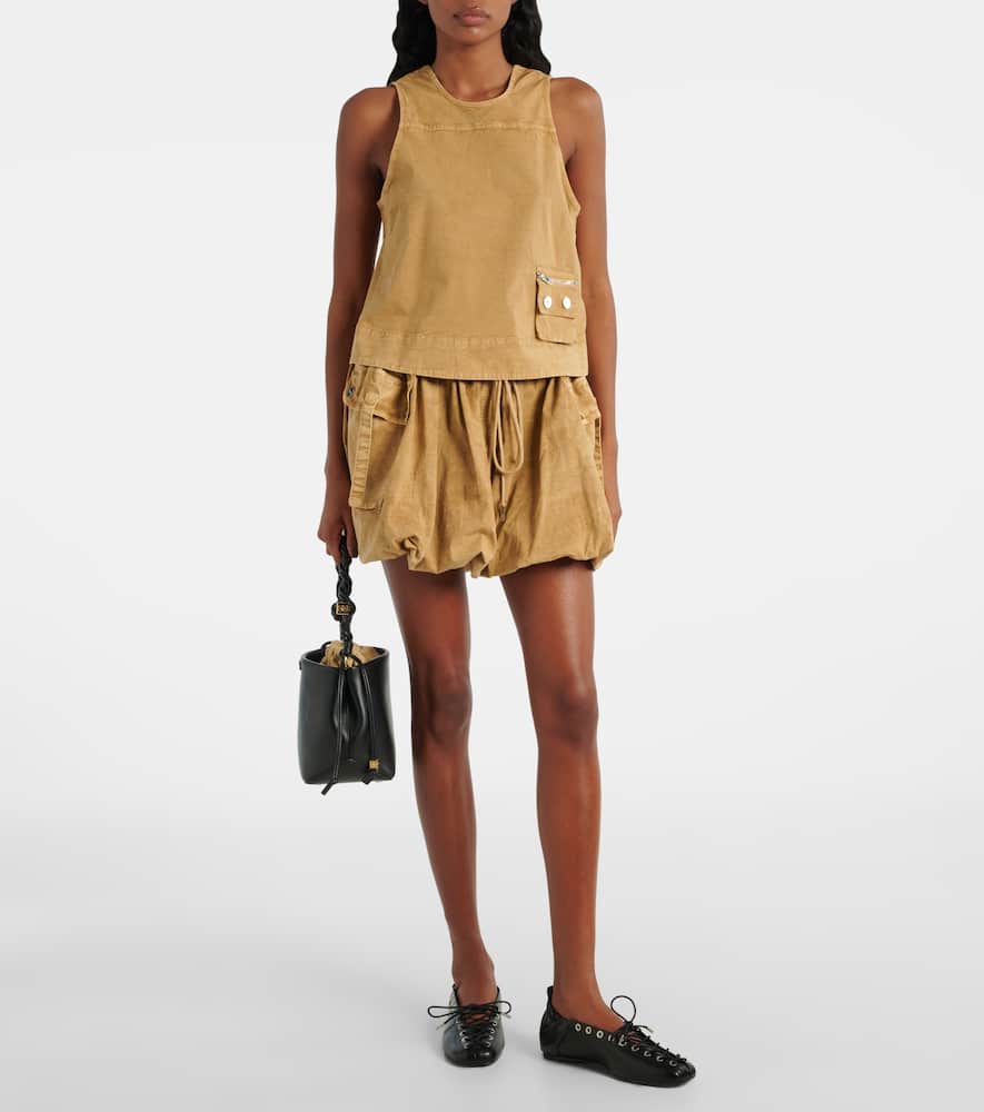 Ganni Cotton-blend Miniskirt In Brown