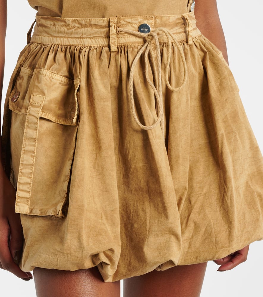 Ganni Cotton-blend Miniskirt In Brown
