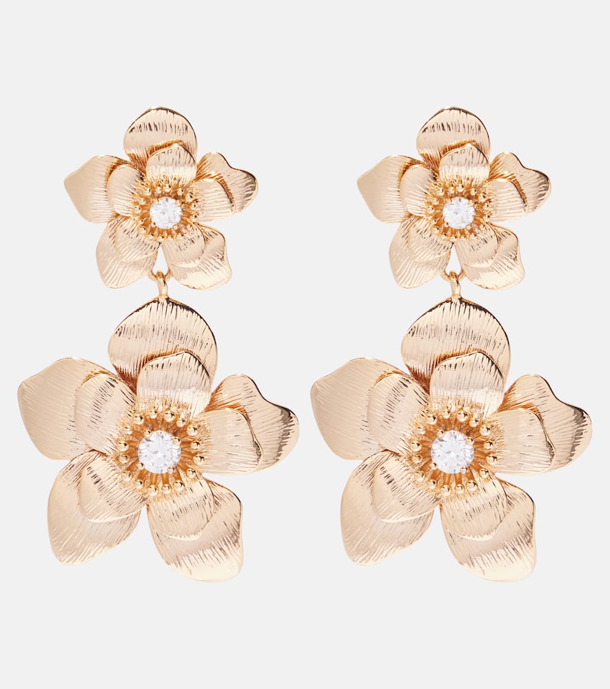 Self-portrait Flower Drop Earrings In Gold