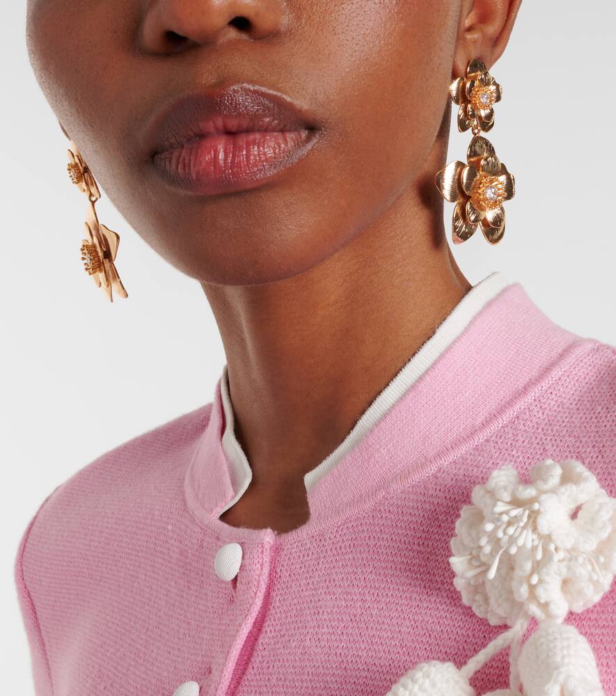 Self-portrait Flower Drop Earrings In Gold