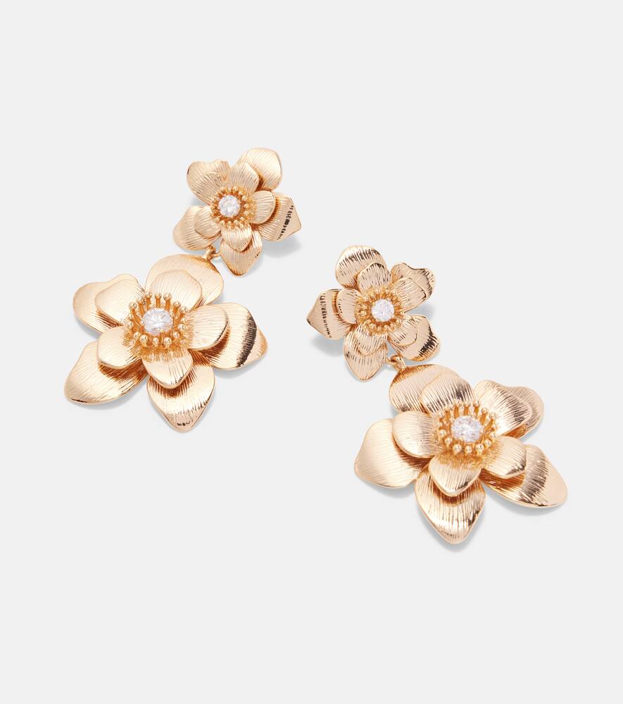 Self-portrait Flower Drop Earrings In Gold