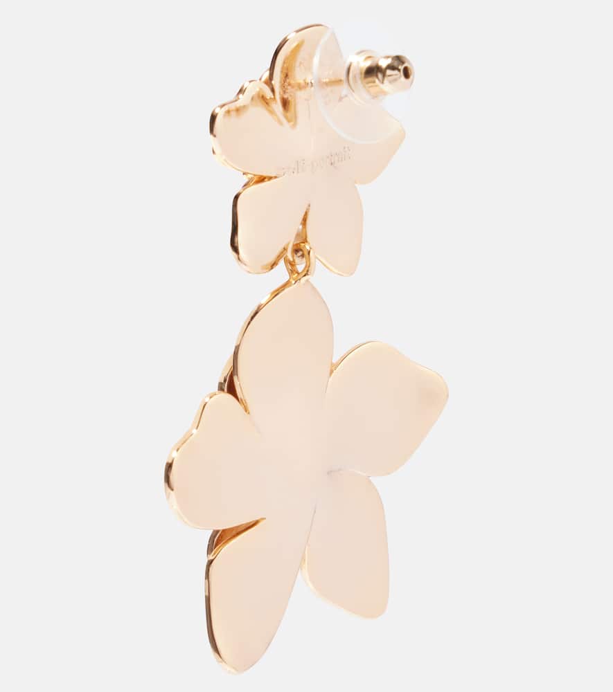 Self-portrait Flower Drop Earrings In Gold