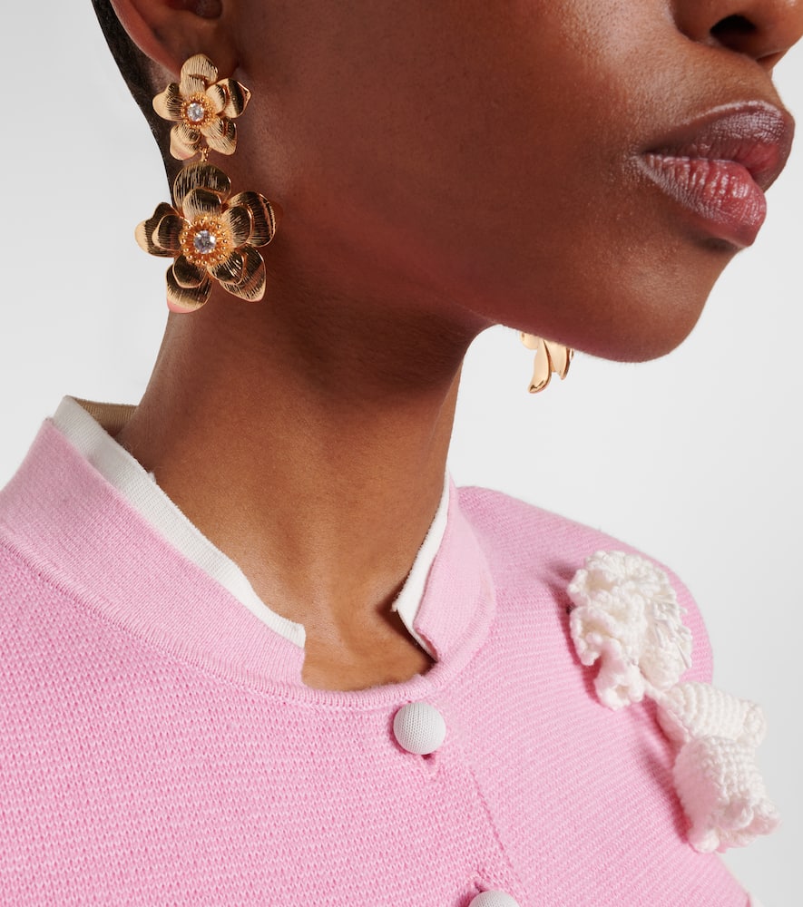 Self-portrait Flower Drop Earrings In Gold