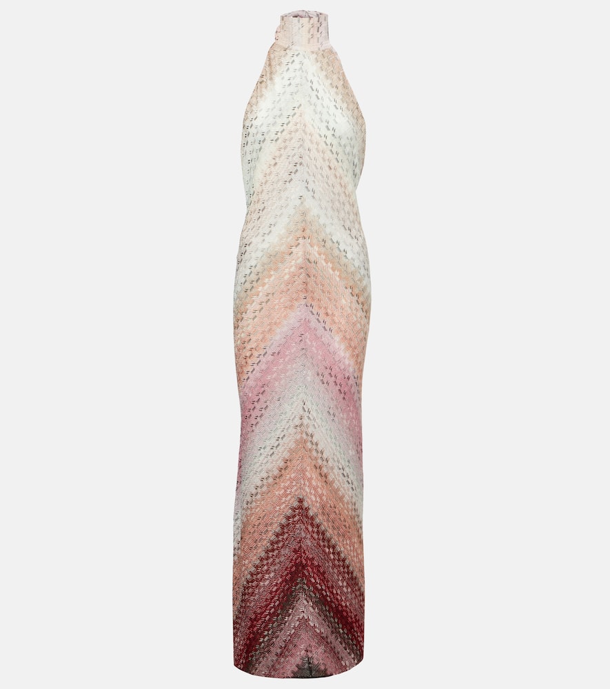 Missoni Zig Zag Halterneck Maxi Dress In Pink