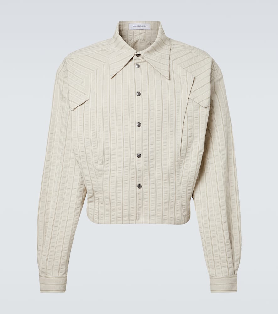 Kiko Kostadinov Kraner Striped Cropped Cotton Shirt In Neutral