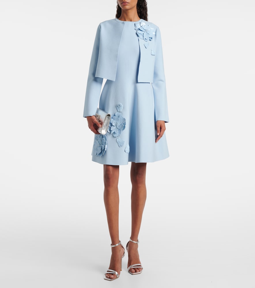 Oscar de la Renta Cropped floral-appliqué sequined jacket