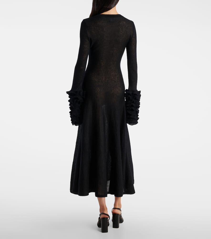 Alaïa Ruffled Mohair-blend Maxi Dress In Blue