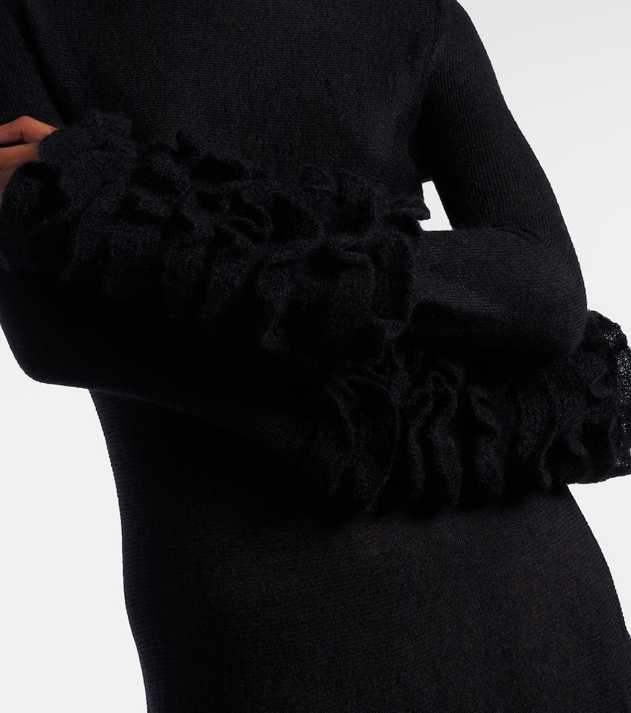 Alaïa Ruffled Mohair-blend Maxi Dress In Blue