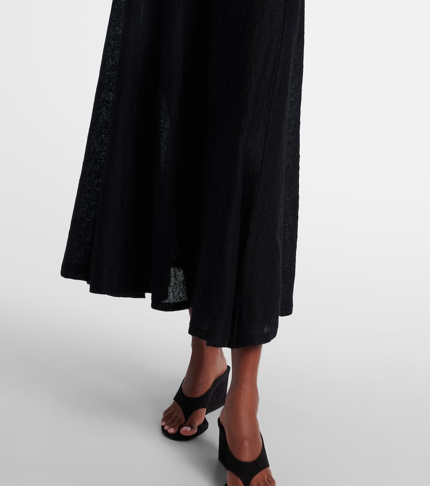 Alaïa Ruffled Mohair-blend Maxi Dress In Blue