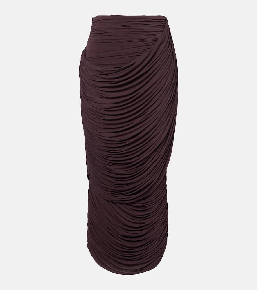 Magda Butrym Draped High-rise Maxi Skirt In Burgundy