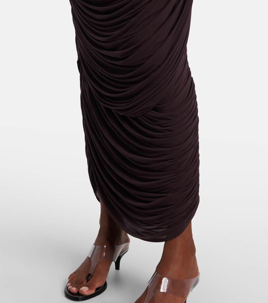 Magda Butrym Draped High-rise Maxi Skirt In Animal Print