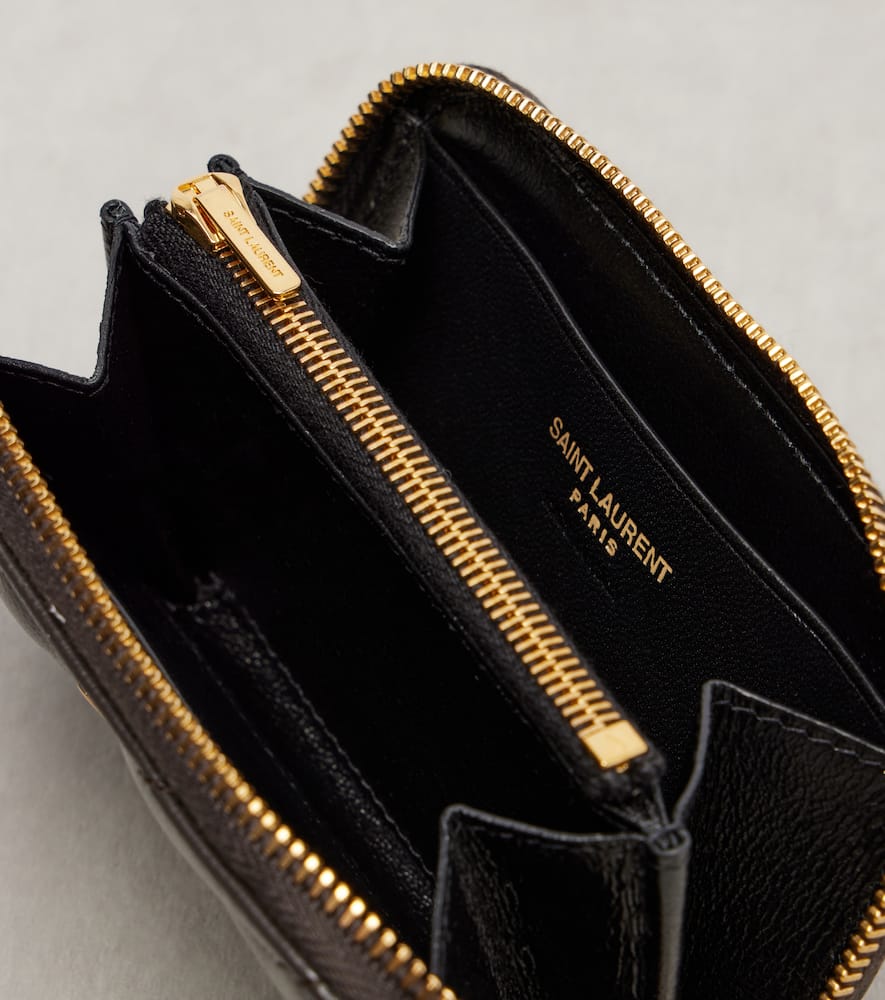 Saint Laurent Cassandre Quilted Leather Card Holder In Black
