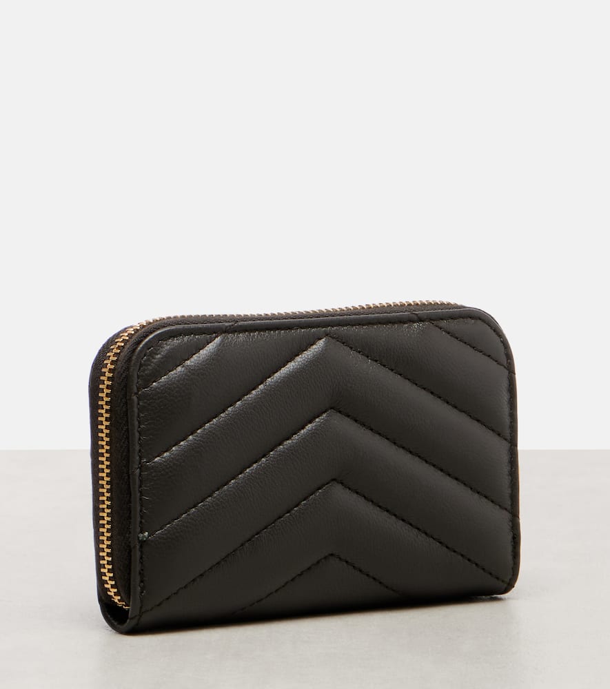 Saint Laurent Cassandre Quilted Leather Card Holder In Black