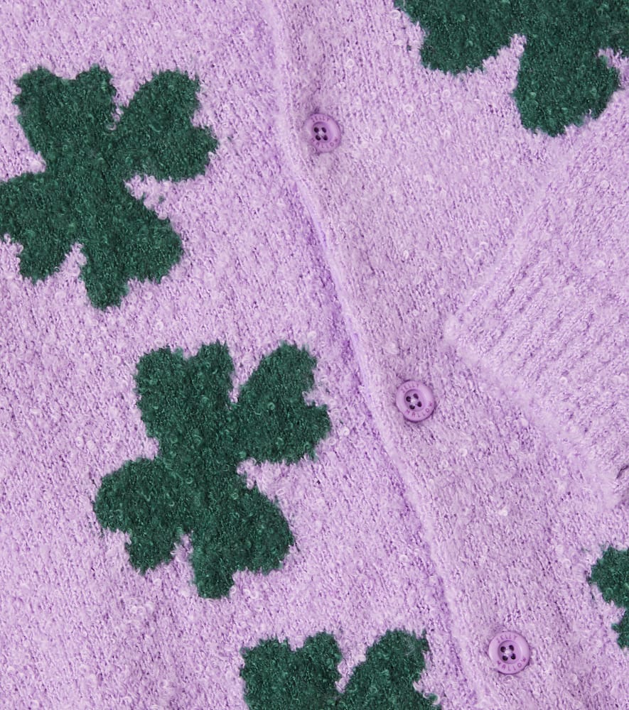 Jellymallow Lucky Clover Bouclé Cardigan In Purple