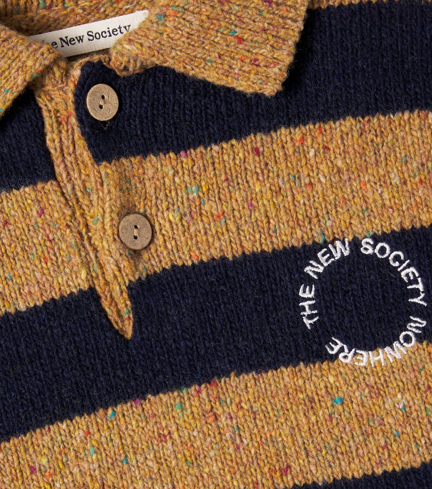 The New Society Jorge Wool-blend Polo Sweater In Brown