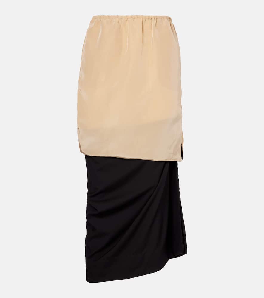 Calvin Klein Collection Tyler Layered Wool And Silk Maxi Skirt In Black