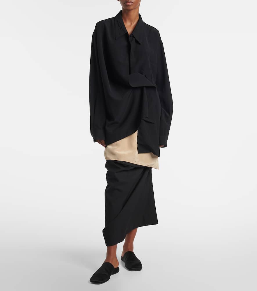 Calvin Klein Collection Tyler Layered Wool And Silk Maxi Skirt In Brown