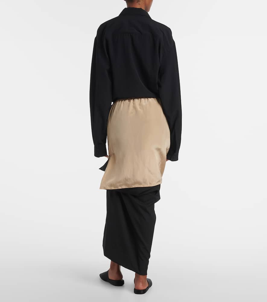 Calvin Klein Collection Tyler Layered Wool And Silk Maxi Skirt In Brown