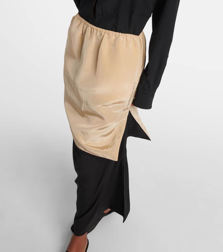 Calvin Klein Collection Tyler Layered Wool And Silk Maxi Skirt In Brown