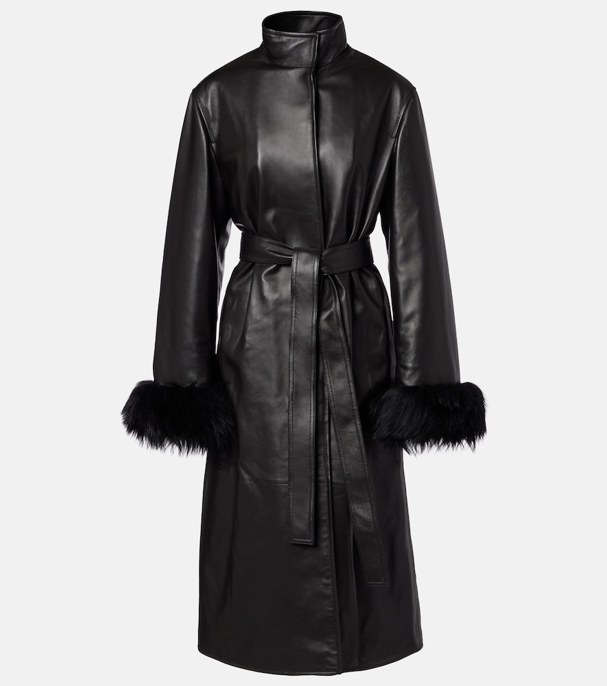 Alaia Alaïa Shearling-trimmed leather coat