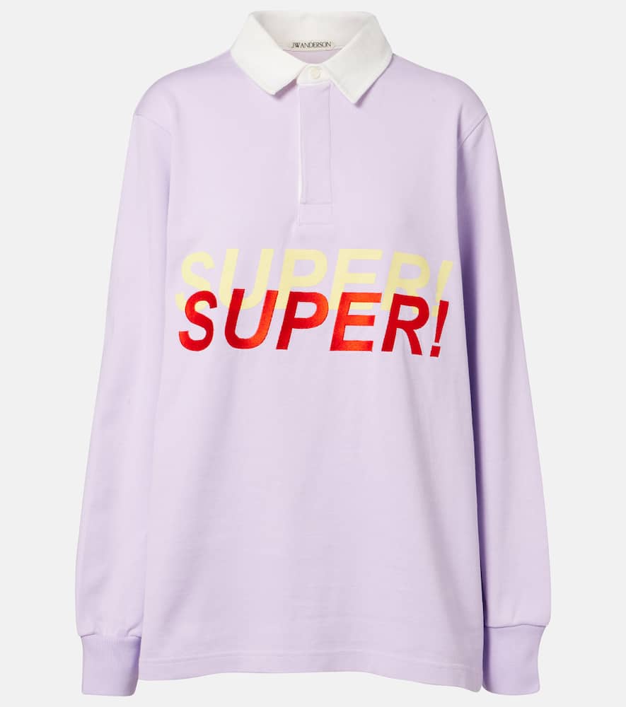 Jw Anderson Printed Cotton Polo Sweater In Multi