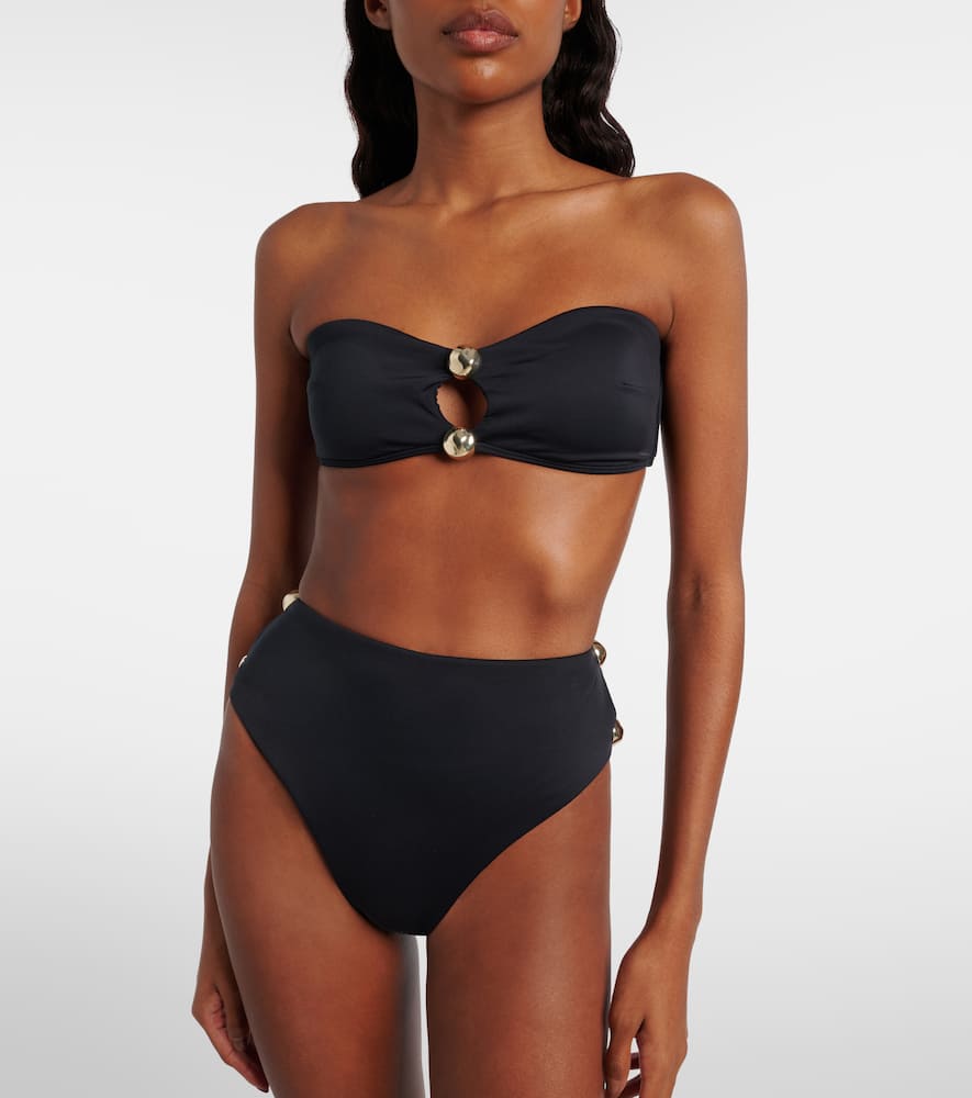 Simkhai Embellished High-rise Bikini Bottoms In Black