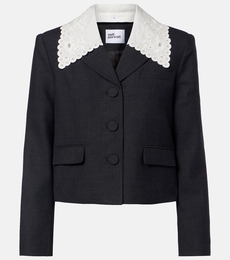 Self Portrait Broderie Anglaise Cropped Jacket