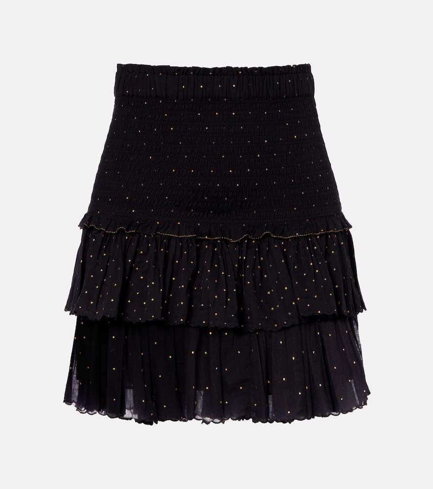 Marant Etoile Polka-dot embroidered cotton miniskirt