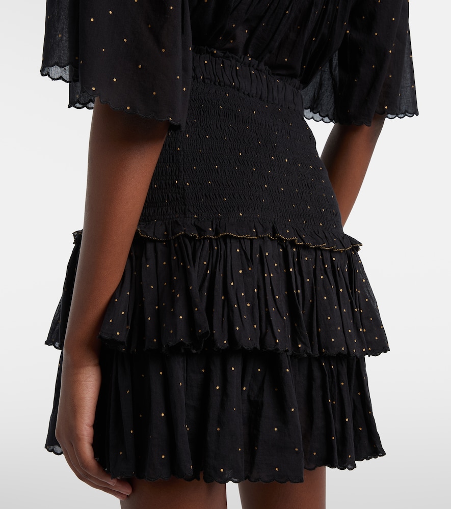 Polka-Dot Embroidered Cotton Miniskirt
