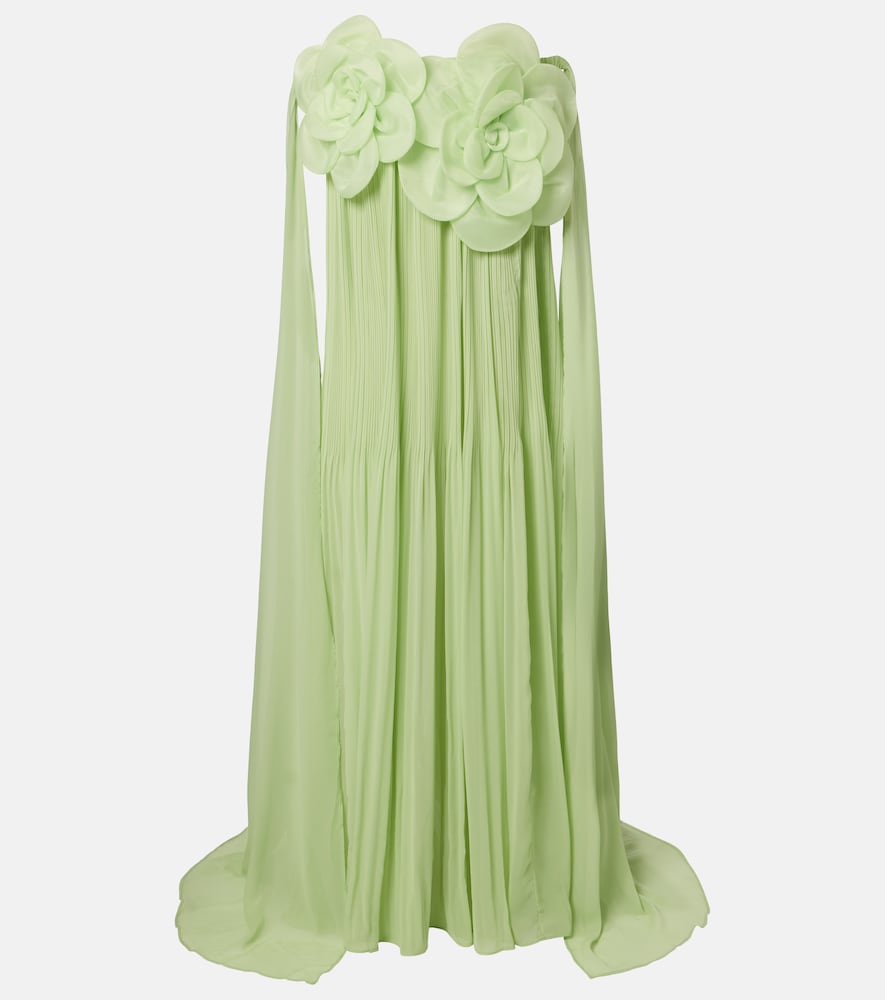 Leo Lin Jaclyn floral-appliqué bustier gown