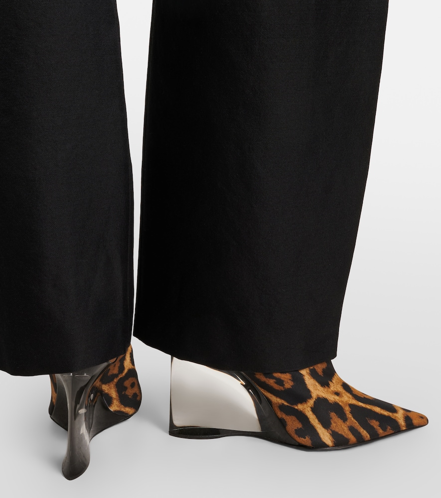 Alaïa Invisible animal-print twill wedge mules
