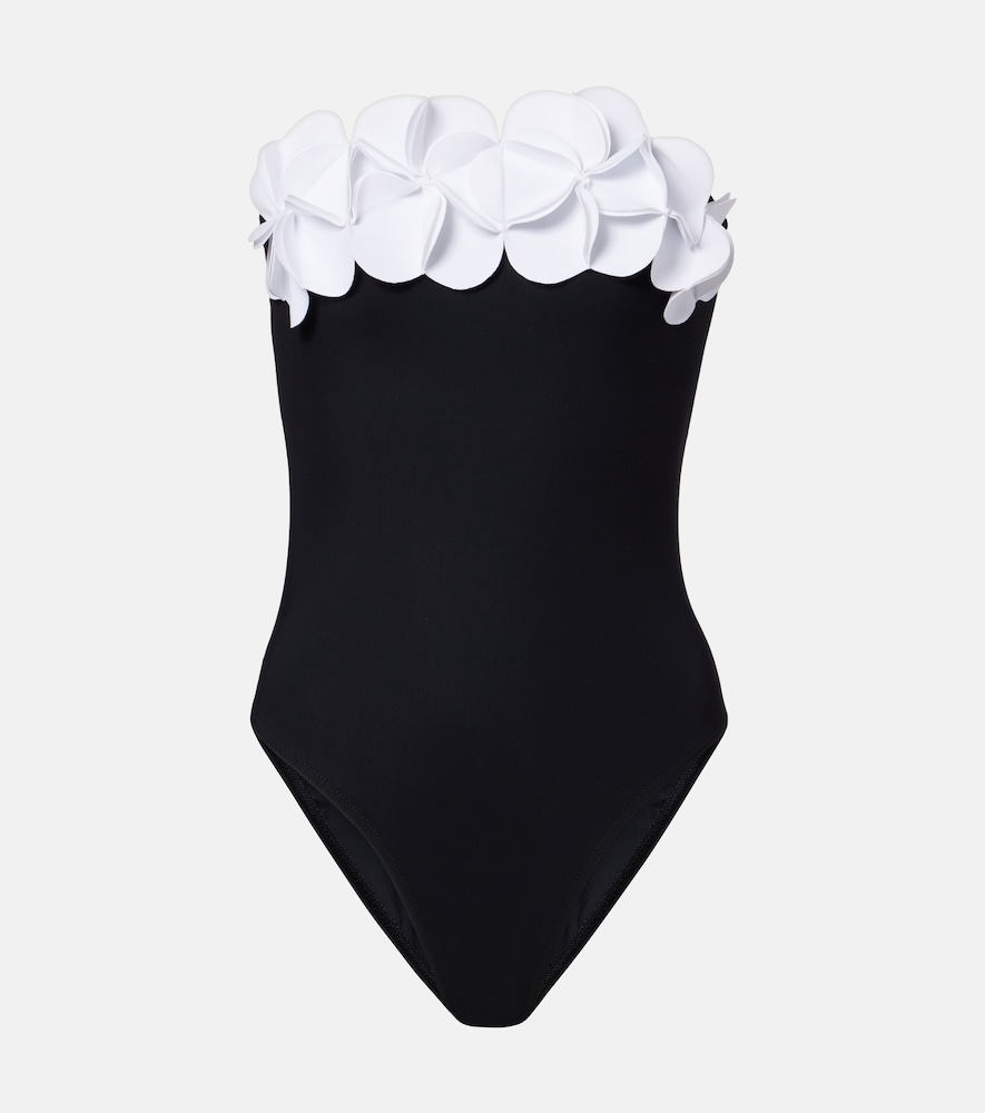 Karla Colletto Tess floral-appliqué bandeau swimsuit