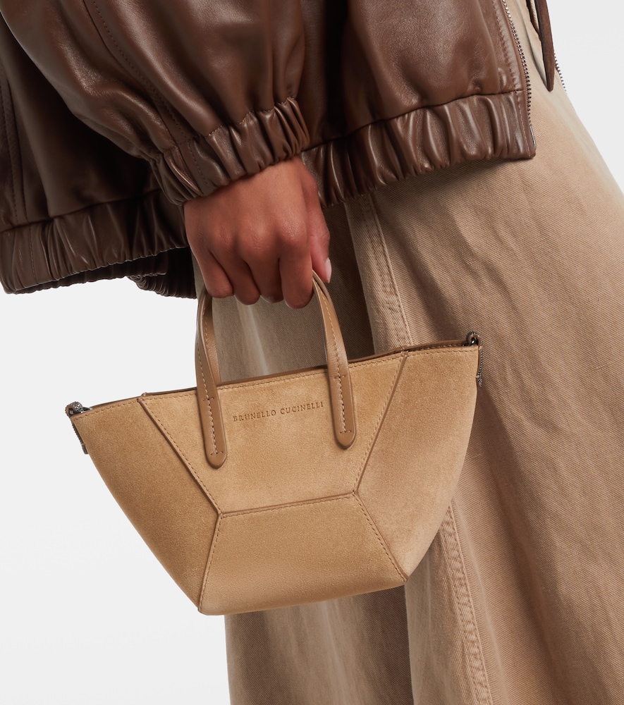 Brunello Cucinelli Duo Mini Monili suede top-handle bag