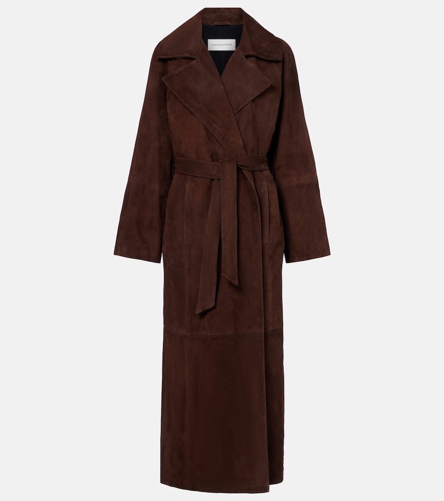 Nour Hammour Althea Suede Wrap Coat