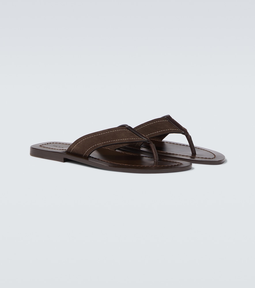 The Row Men's Brown Dan Suede Thong Sandals UK Size 10 - Mytheresa