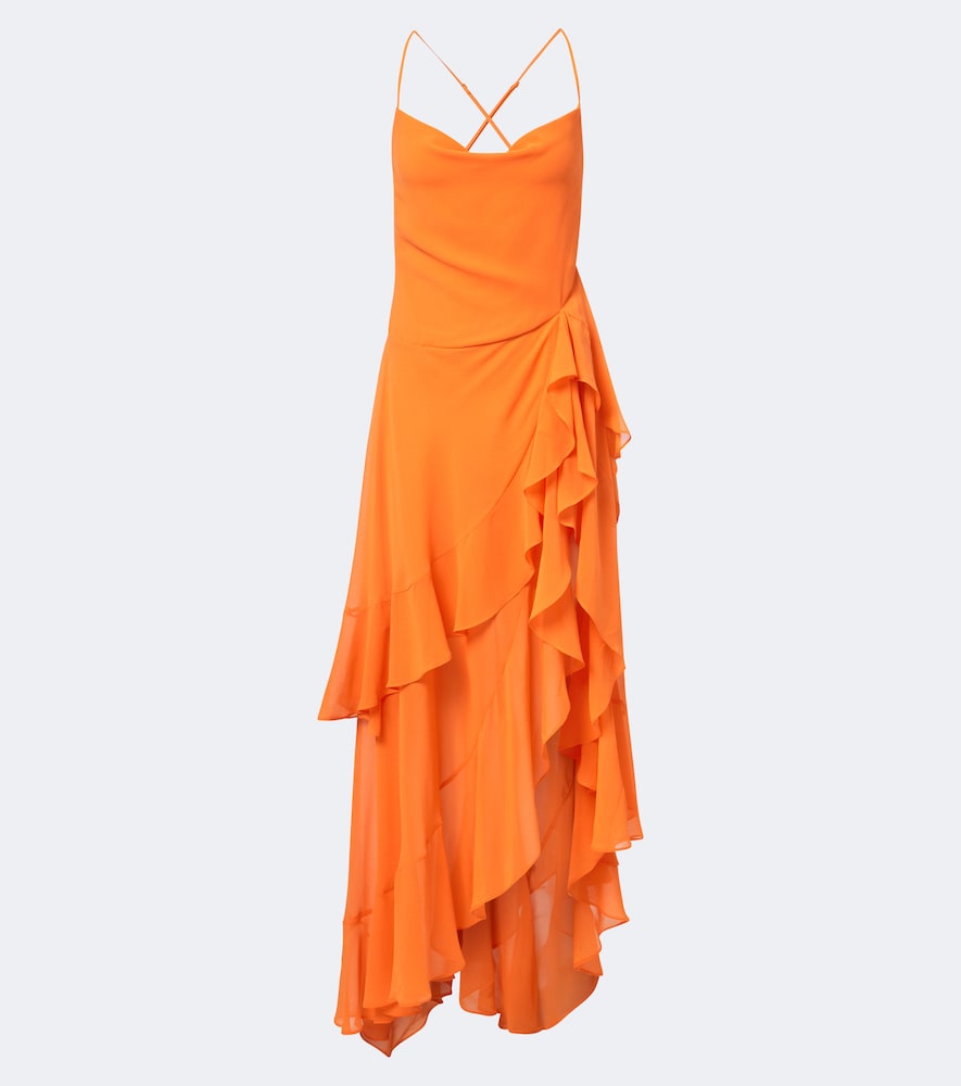 Retroféte Retrofête Samara Gathered Chiffon Maxi Dress In Orange