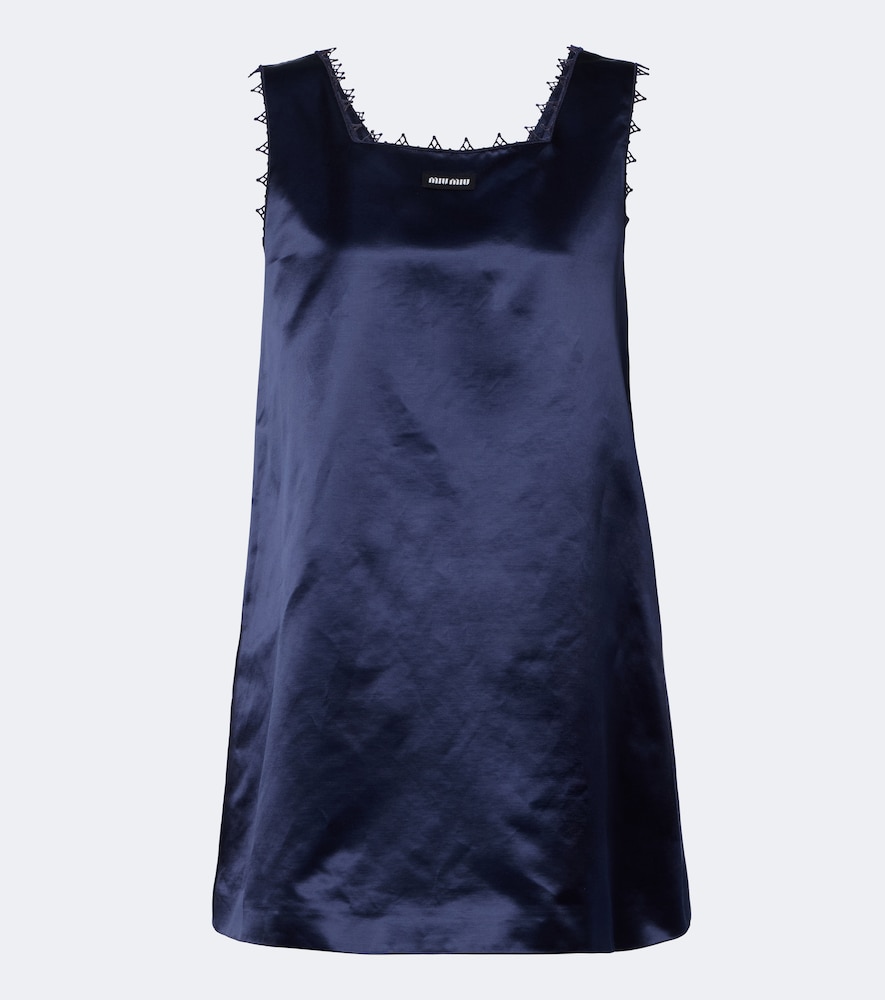 Besticktes Minikleid aus Satin aus einem Baumwollgemisch
