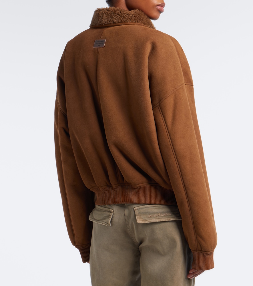 Shearling-Lined Suede Bomber Jacket