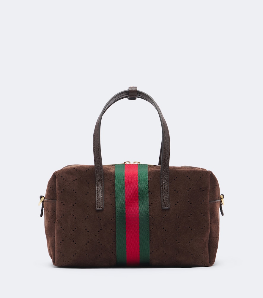 Handtasche Web Stripe Small aus Veloursleder