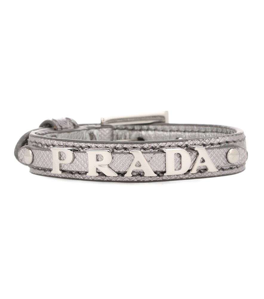 金属感皮革品牌标志手镯