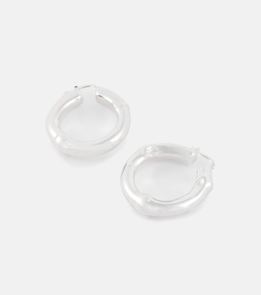 Shop Jil Sander Small Bamboo Hoop Earrings In Silver