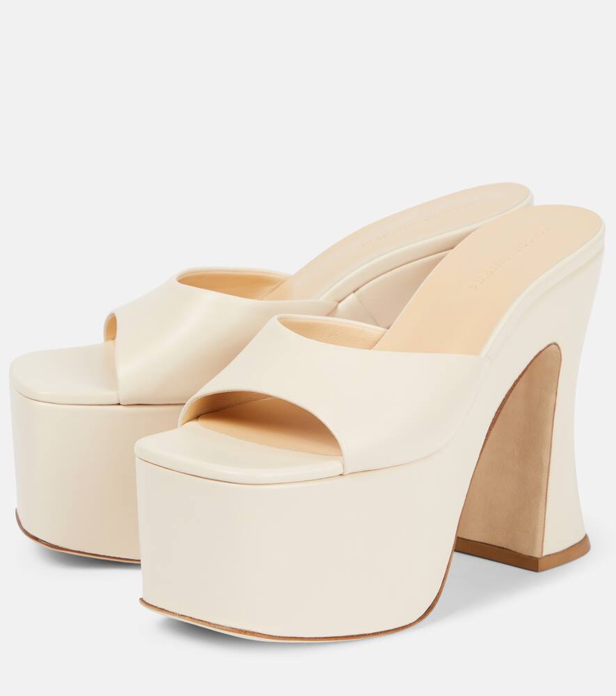 Shop Magda Butrym Leather Platform Mules In Cream