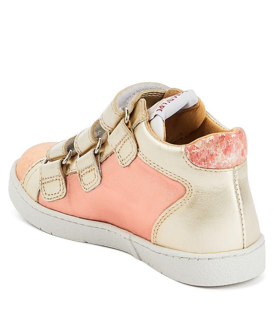 Pom D'api Top Easy Clay Metallic Leather Sneakers In Pink